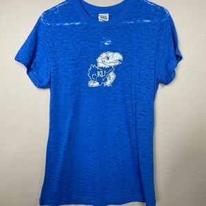 Kansas Jayhawks KU NCAA Women's Creative Apparel burnout short sleeve, sz L, NWT